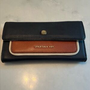Spartina 449 Blue/ Brown Leather Continental Wallet